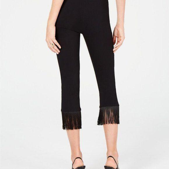 INC Fringe-Trim Cropped Skinny Pants - Picture 2 of 5